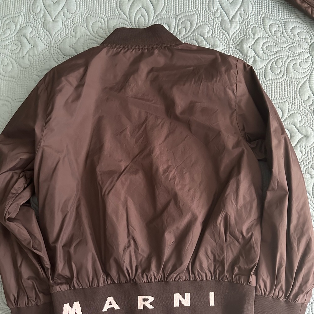 Marni Brown Puffer Jacket with Classic Collar and Water-Resistant Material - Picture 2 of 3